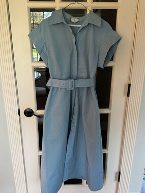 Tuckernuck Light Blue Belted Shirt Midi Dress
